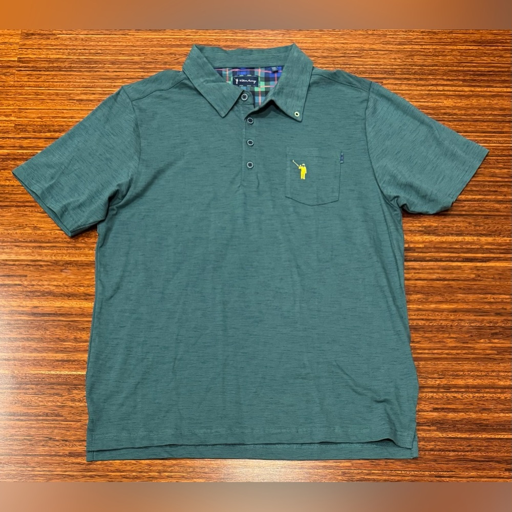 William Murray Performance Golf Polo - Turquoise Melange - Men's Large - VGUC